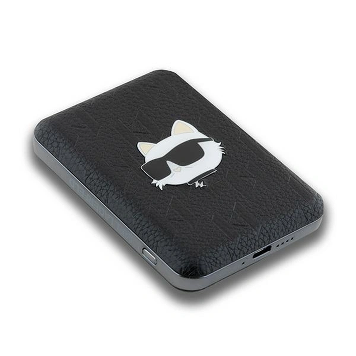 Karl Lagerfeld KLPB5FPGKSCHHK 15W 5000mAh wireless powerbank Choupette Head Pin MagSafe black