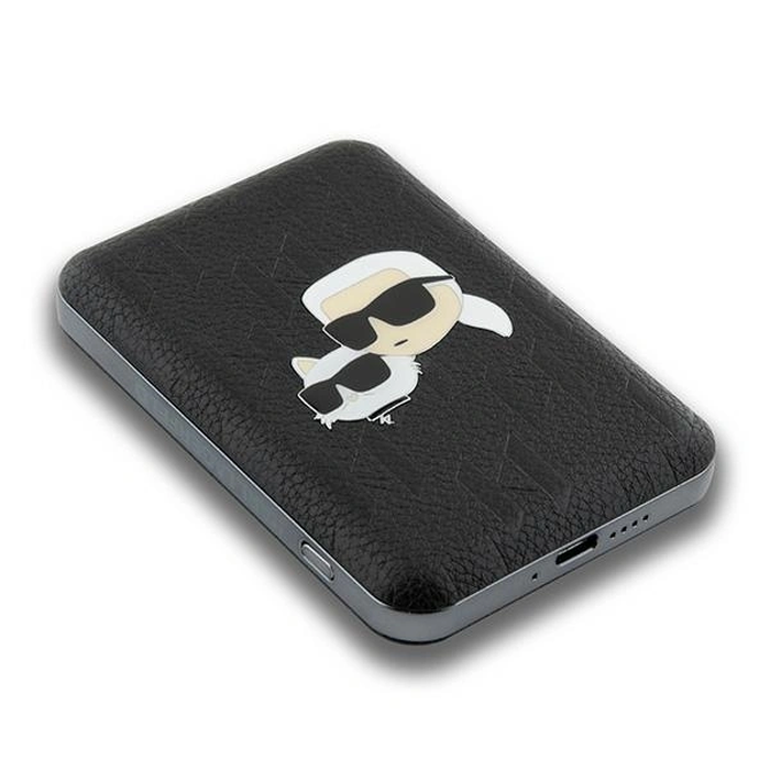 Karl Lagerfeld KLPB5FPGKSKCHK 15W 5000mAh wireless powerbank Karl&Choupette Head Pin MagSafe black