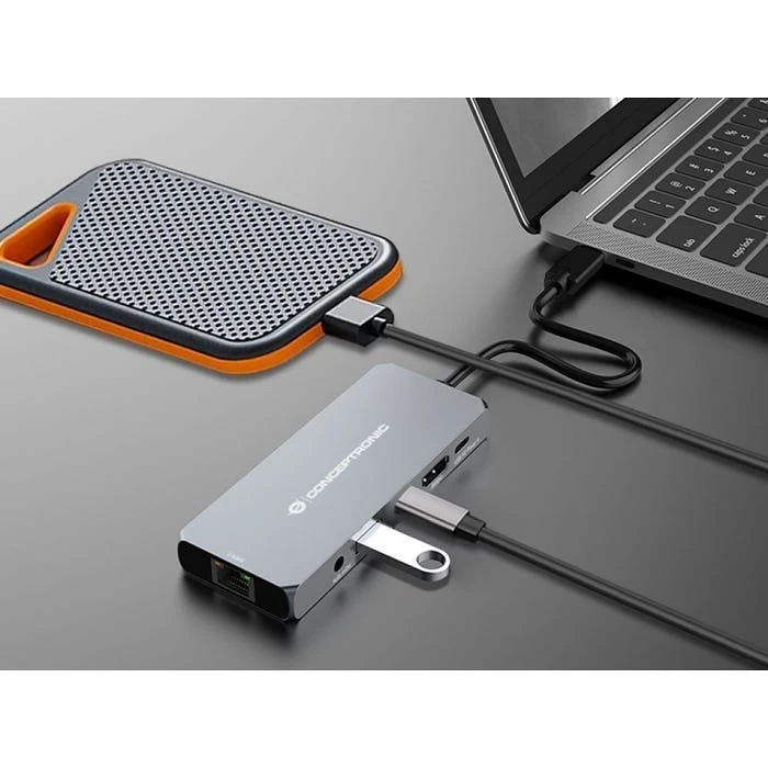 Docking Station Conceptronic USB-C->HDMI,2.5GbE,USBC/3.0,100WPD0.18m gr