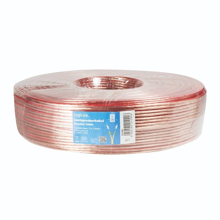 Καλώδιο Ηχείων Logilink 2x1.50 mm2, 100 m transparent