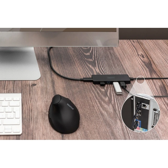 USB Hub Digitus 3.0 4-Port Slim, USB-C Adapter 1,2m cable