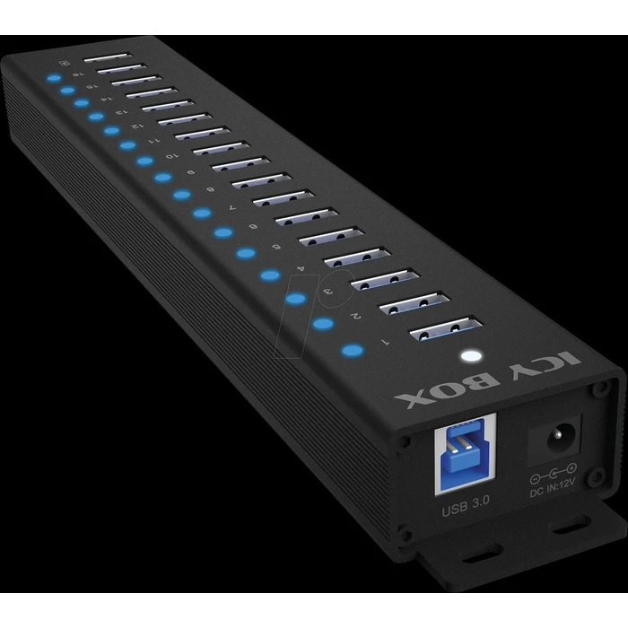USB Hub Icy Box 16x USB; 1x USB Laden USB3.2 Gen1
