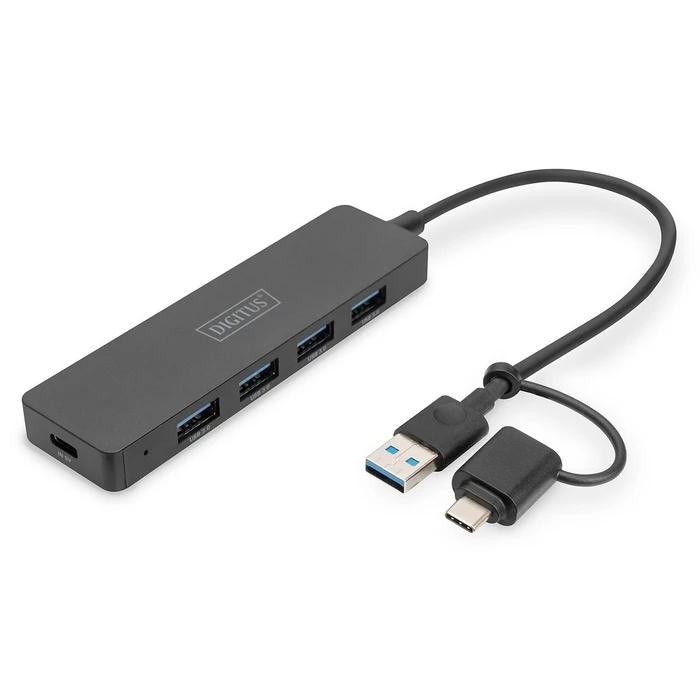 USB Hub Digitus 3.0 4-Port Slim, USB-C Adapter 0,2m cable
