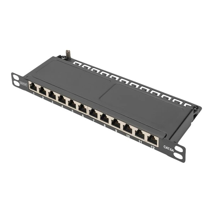 Patch Panel Digitus Cat.6A Slim,shielded,12-Port,0,5HE,10"sw