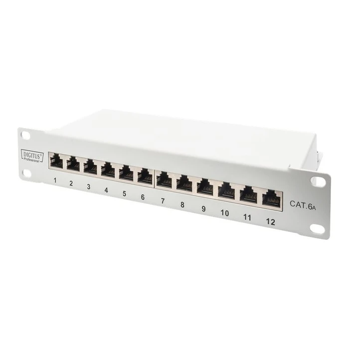Patch Panel Digitus Cat.6A, shielded, 12-Port, 10", gray