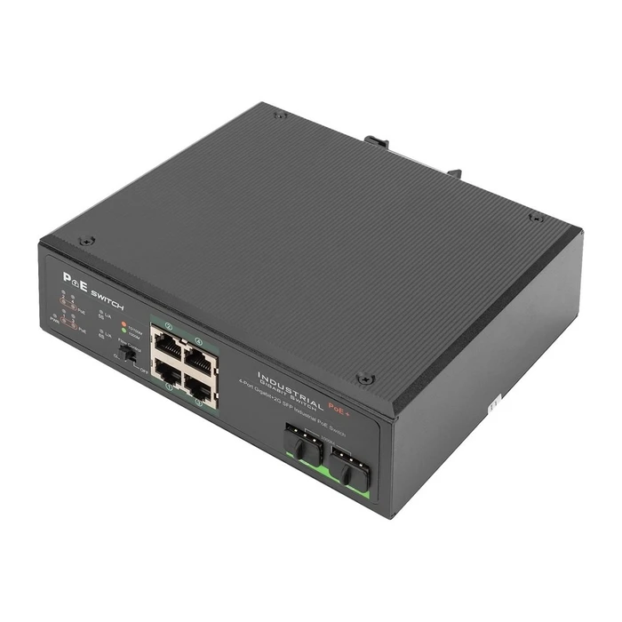 Network Switch Digitus Ind. 4-Port Gigabit 30W PoE Unmanaged schwar