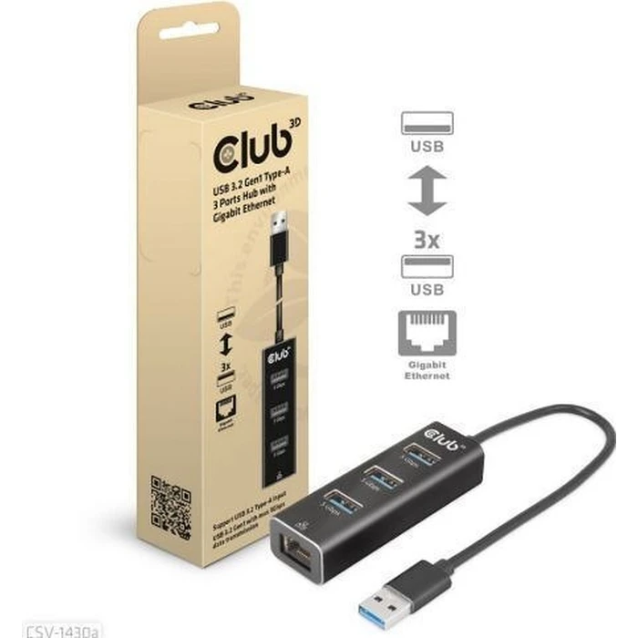 USB Hub Club 3D USB 3.2 Typ A > 3x USB 3.2 Typ A/LAN