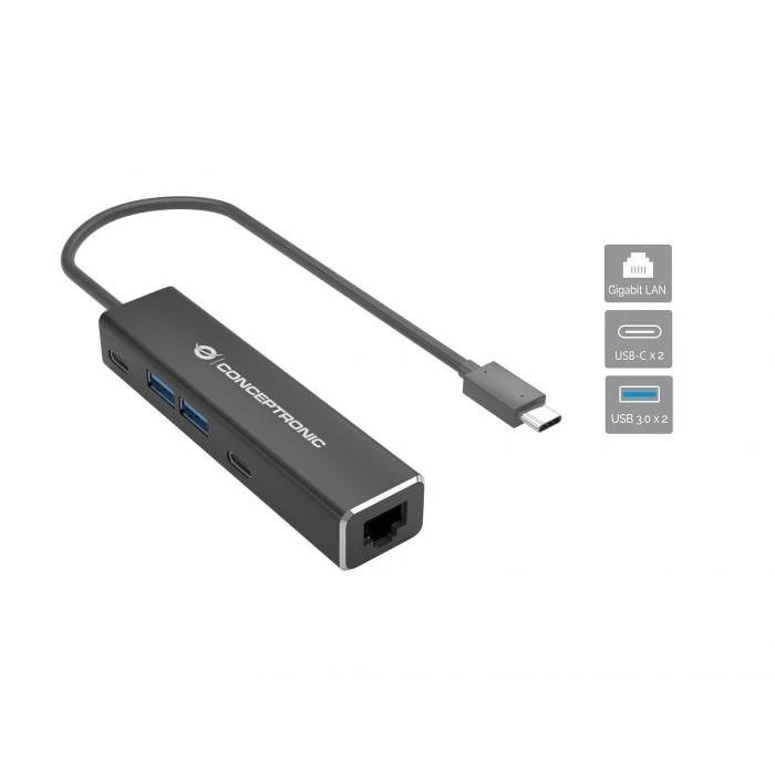 Αντάπτορας Δικτύου USB Conceptronic USB-C ->RJ45 Gigabit,2xUSB-C 2xUSB-A sw