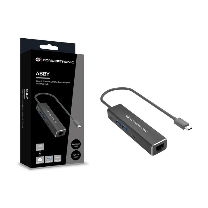 USB Hub Conceptronic USB-C -> 2.5GbE 2xUSB-C USB-A 0.15m sw