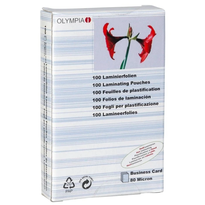 Ζελατίνες Πλαστικοποίησης 1x100 Olympiaes Business Cards 80 micron 9169