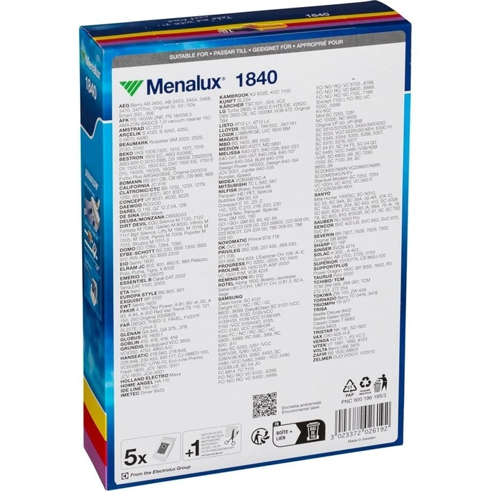 Σακούλες για Ηλεκτρική Σκούπα Menalux 1840