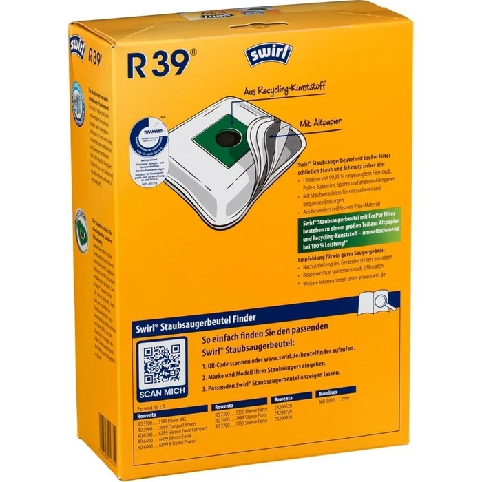 Σακούλες για Ηλεκτρική Σκούπα Swirl R 39 EcoPor