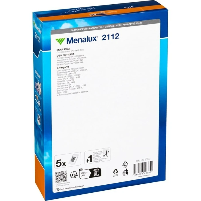 Σακούλες για Ηλεκτρική Σκούπα Menalux 2112