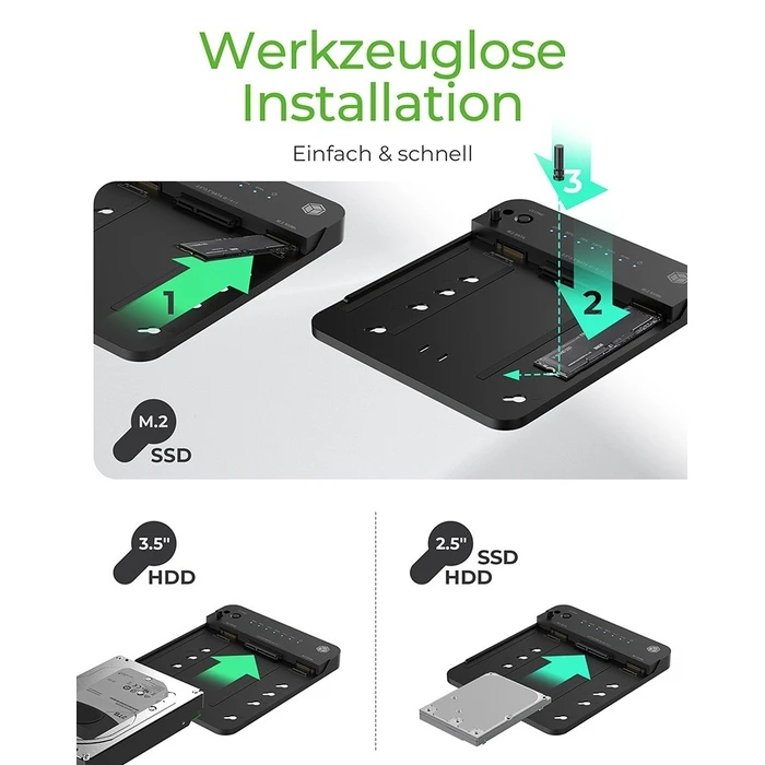 Docking Station Σκληρών Δίσκων Icy Box - clone - M.2 NVMe Card / SATA 6Gb/s - USB 3.2 (Gen 2)