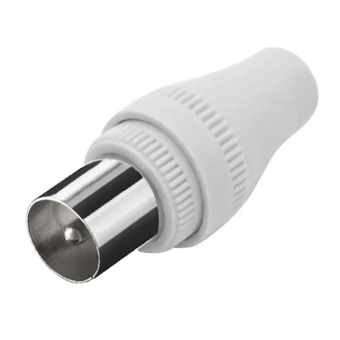 Βύσμα Powertech PAL 9.5mm αρσενικό CAB-V011 για TV, λευκό, 5τμχ