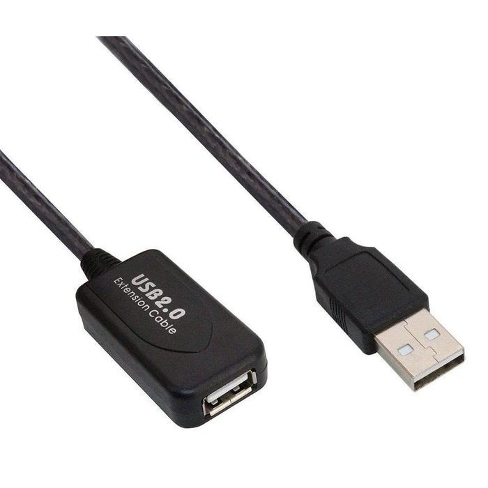 Καλώδιο USB Powertech προέκτασης CAB-U054, ενισχυτής, 480Mbps 15m, μαύρο