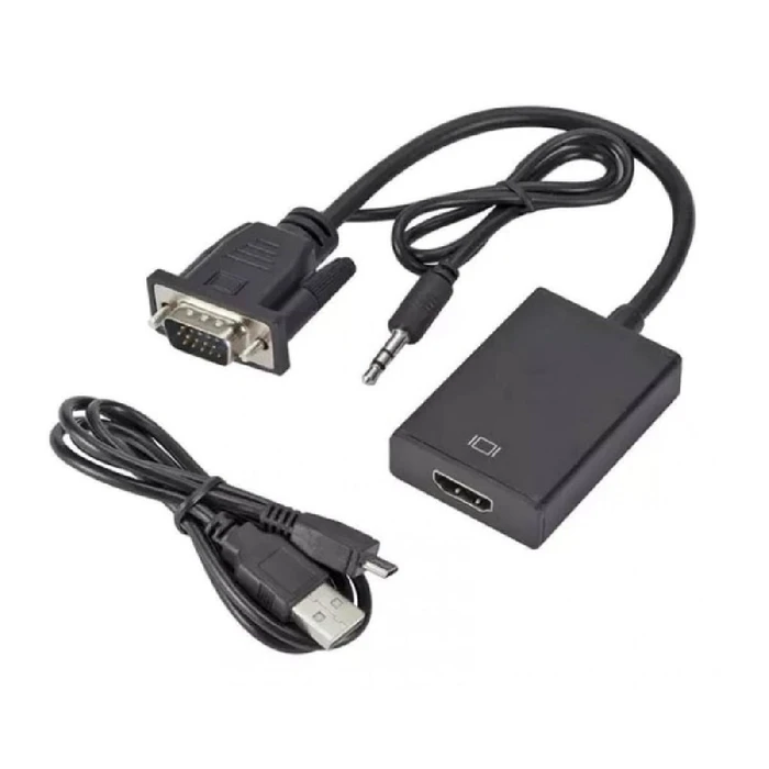 Αντάπτορας VGA Powertech & 3.5mm σε HDMI PTH-078, μαύρος