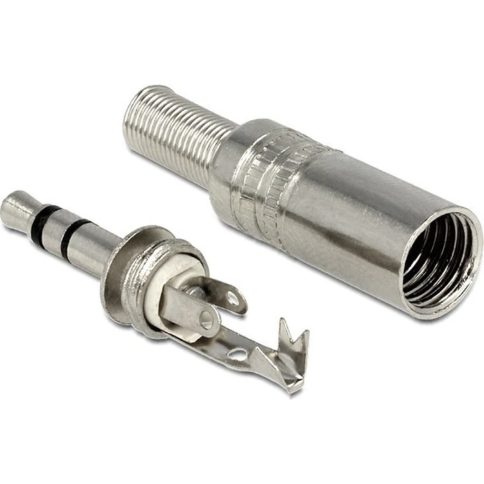 Βύσμα Ήχου Delock 3.5mm Stereo, 4 pin, Bend Protection, metal, ασημί