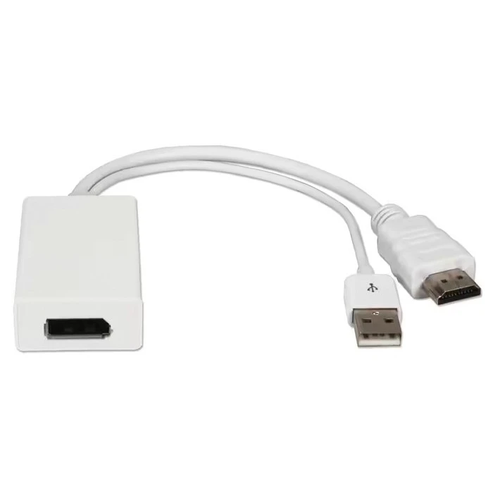 Αντάπτορας HDMI Powertech σε DisplayPort CAB-H162, USB, 4K, λευκός