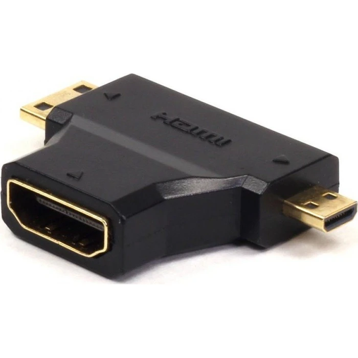 Αντάπτορας HDMI Powertech σε Mini HDMI & Micro HDMI ADA-H004, μαύρος