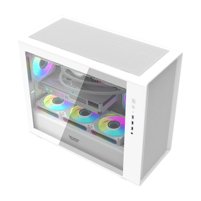 Darkflash DB460M Gaming Mid Tower PC Case with Side Window - White