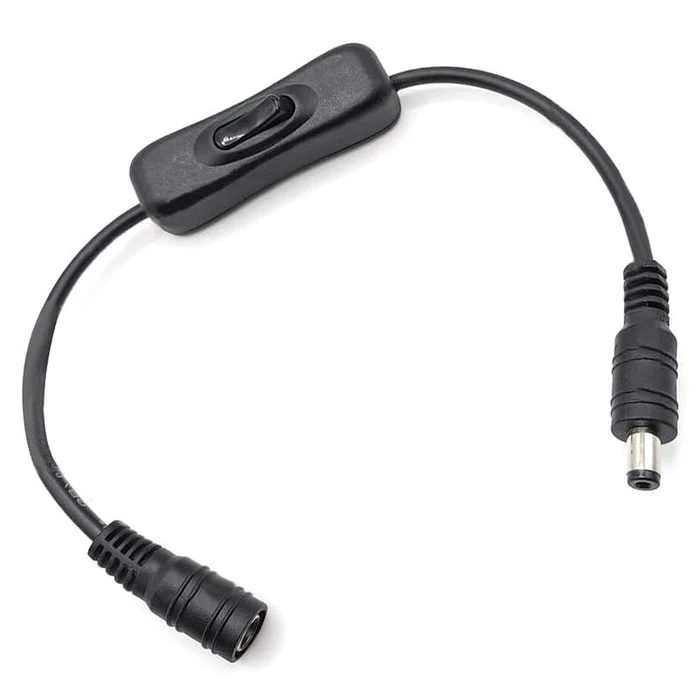 Καλώδιο/διακόπτης Powertech Τροφοδοσίας CAB-U158, 5.5x2.1mm, 30cm, μαύρο