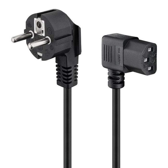 Καλώδιο Τροφοδοσίας Goobay 96032, γωνιακό, 1mm², 3m, μαύρο