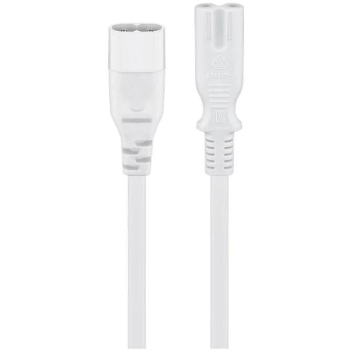 Καλώδιο Τροφοδοσίας Goobay προέκτασης 97200, 2x 0.75mm², 2m, λευκό