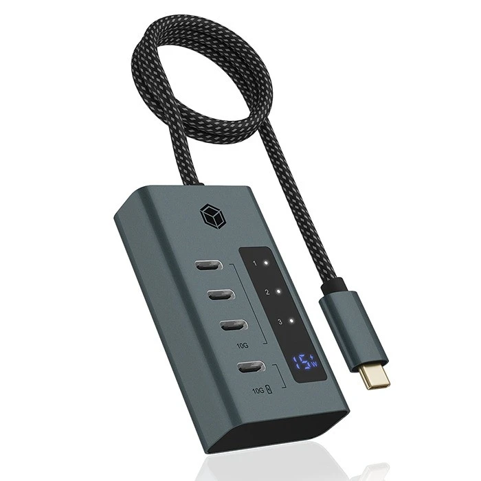 USB Hub Icy Box 3.2 Gen 2x1 αλουμινίου, ΅ε συνδέσεις 4x θύρες Type-C