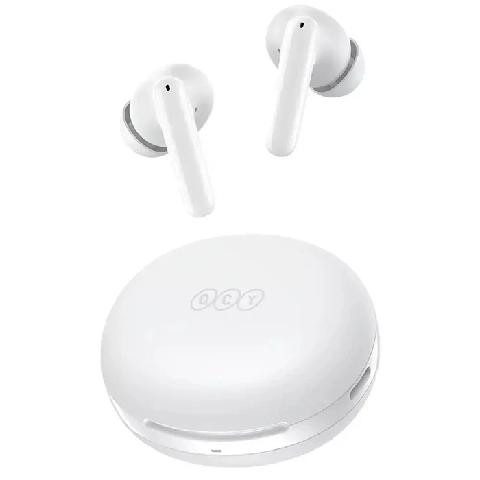 Bluetooth Handsfree Qcy T13 ANC 2 White - TWS 28dB active noise canceling 10mm drivers, BT 5.3 30 hours