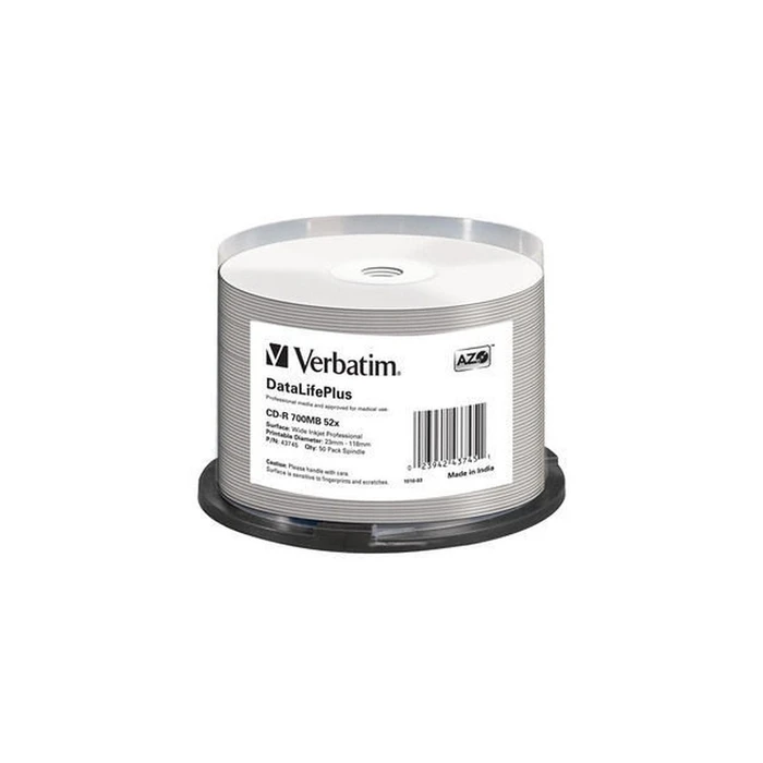CD-R Verbatim 700MB 50pcs Spindel DL+ White Printable