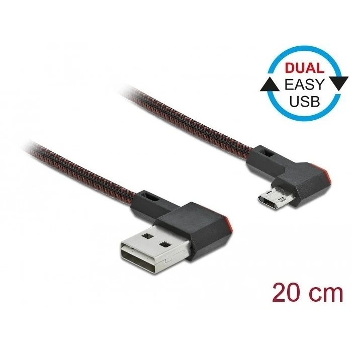 Καλώδιo USB Delock USB-A 2.0 Steck.<Micro-B Steck.angled 0,2m SW