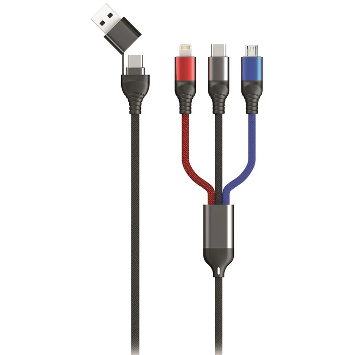 Καλώδιo USB 2GO USB / Type-C Micro USB, Lightn., Type-C 1,2m sw