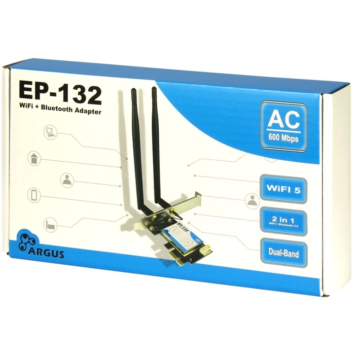 Κάρτα Δικτύου Inter-Tech Wi-Fi 5 PCIe Adapter EP-132 Antenne,Bluetooth 4.2