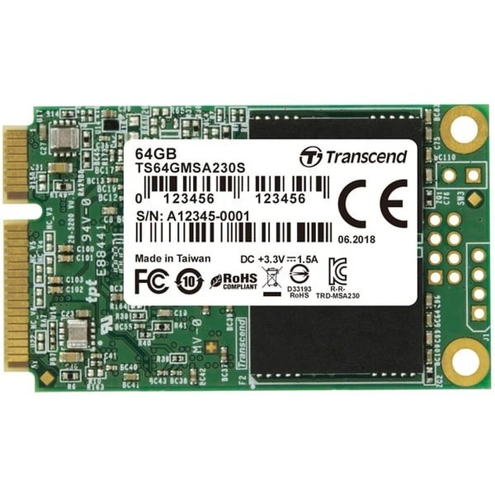 Σκληρός Δίσκος M.2 SSD 64GB Transcend MSA230S mSATA 3D NAND, SATA3