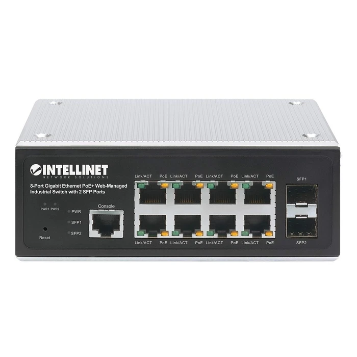 Network Switch Intellinet 8-Port Gb PoE+ Web-Managed Industrie-2xSFP