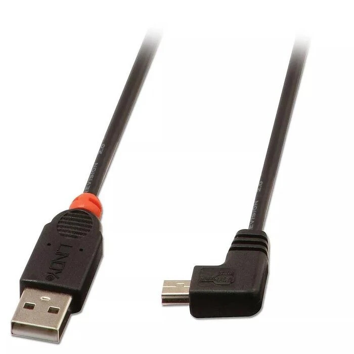 Καλώδιο USB Lindy 2.0 Typ A/Mini-B 90° angled M/M 2m