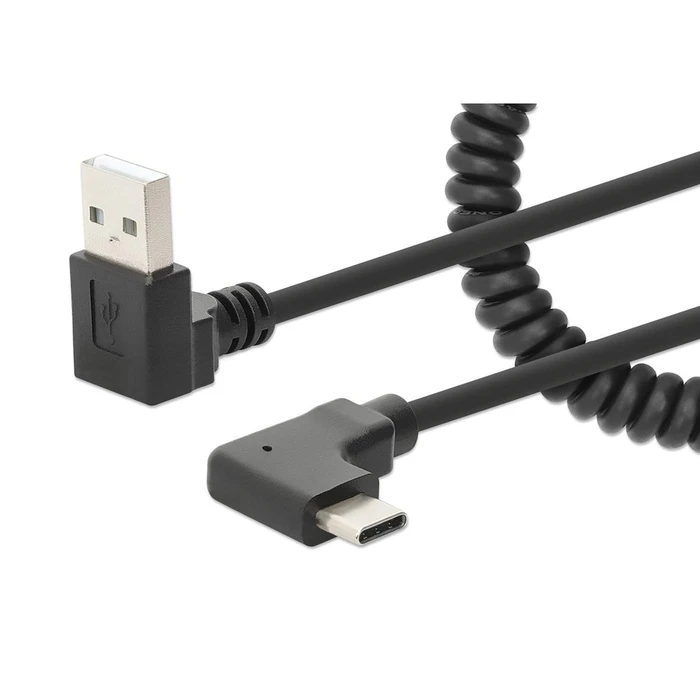 Καλώδιο USB Manhattan Spiralkabel USB-A to Type-C charging 1m Black