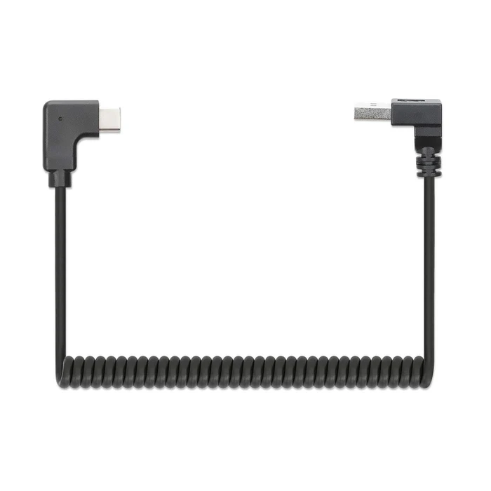 Καλώδιο USB Manhattan Spiralkabel USB-A to Type-C charging 1m Black