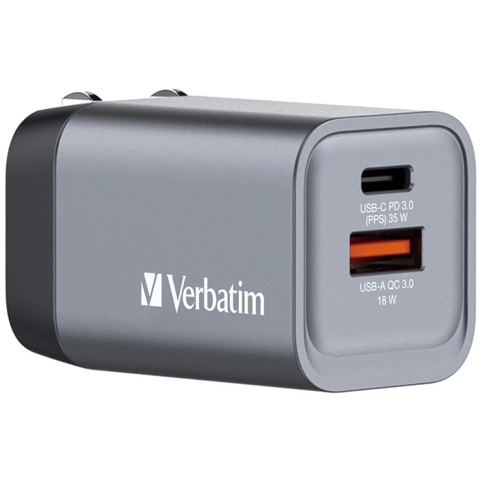 Φορτιστής Πρίζας Verbatim GNC-35 GaN 34W 1xUSB-C PD, 1xUSB-A QC 3.0 32200