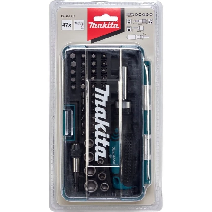 Σετ Κατσαβίδι με Μύτες Makita B-36170 Ratchet + Bit Set 47pcs