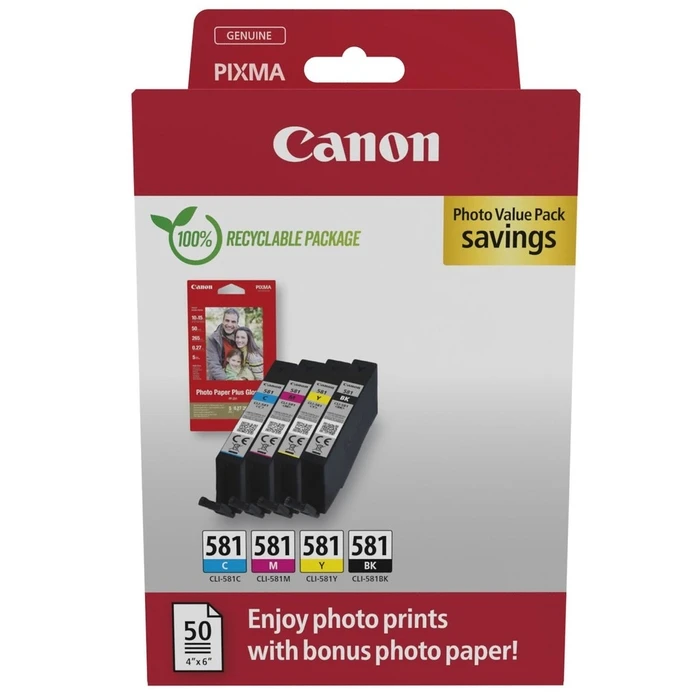 Μελάνι Canon CLI-581 BK/C/M/Y Photo Value Pack
