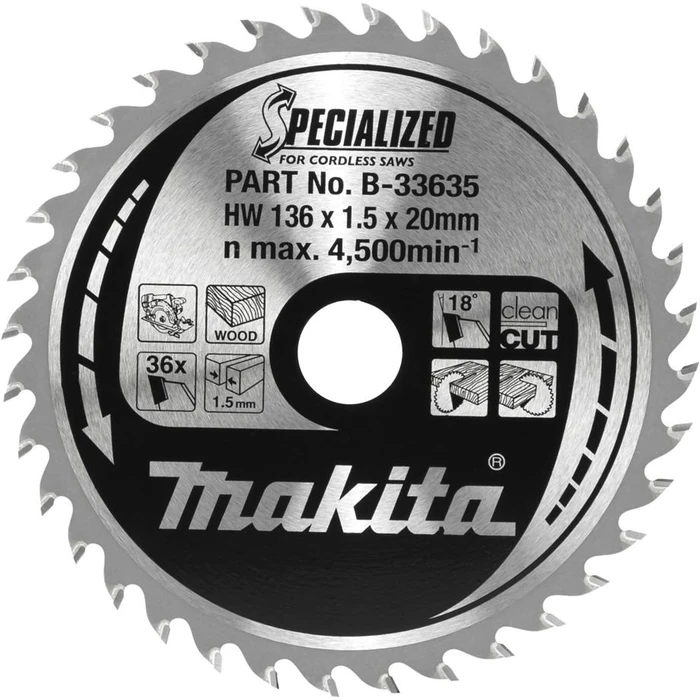 Δίσκος Κοπής Makita B-33635 SPECIALIZED Saw Blade 136x20x36Z