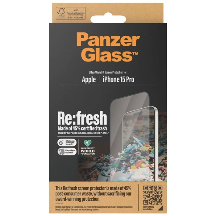 Screen Protector PanzerGlass Recycled Glass clear iP 15 Pro
