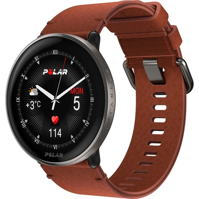 Smartwatch Polar Ignite 3 Titanium Leather- and Silicone Band
