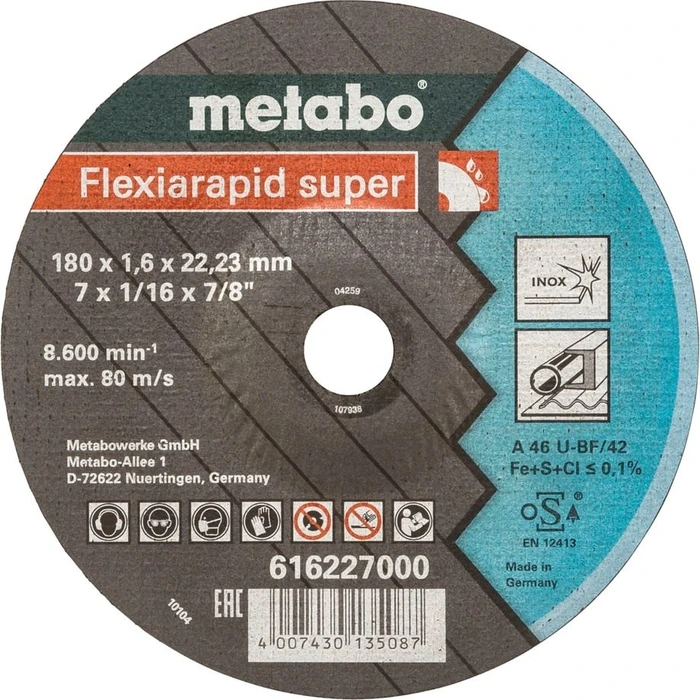 Δίσκος Κοπής Metabo Flexiarapid super 180x1,6 x22,23 Inox