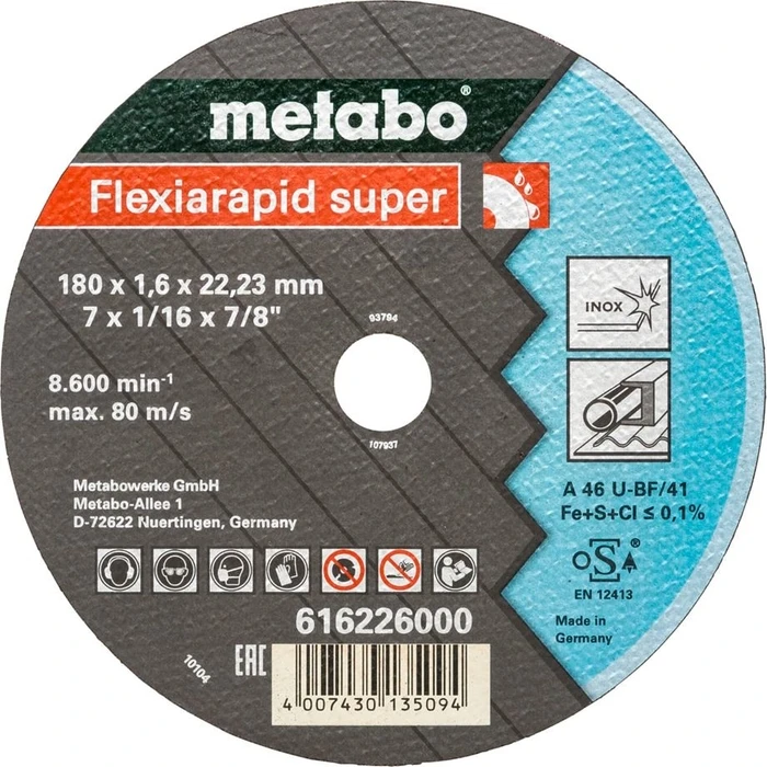 Δίσκος Κοπής Metabo Flexiarapid super 180x1,6 x22,23 Inox