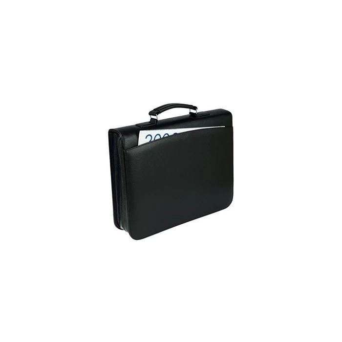 WEDO Orgamappe Faux Leather A4 4-Ring Folder with Carrying Handle, Black