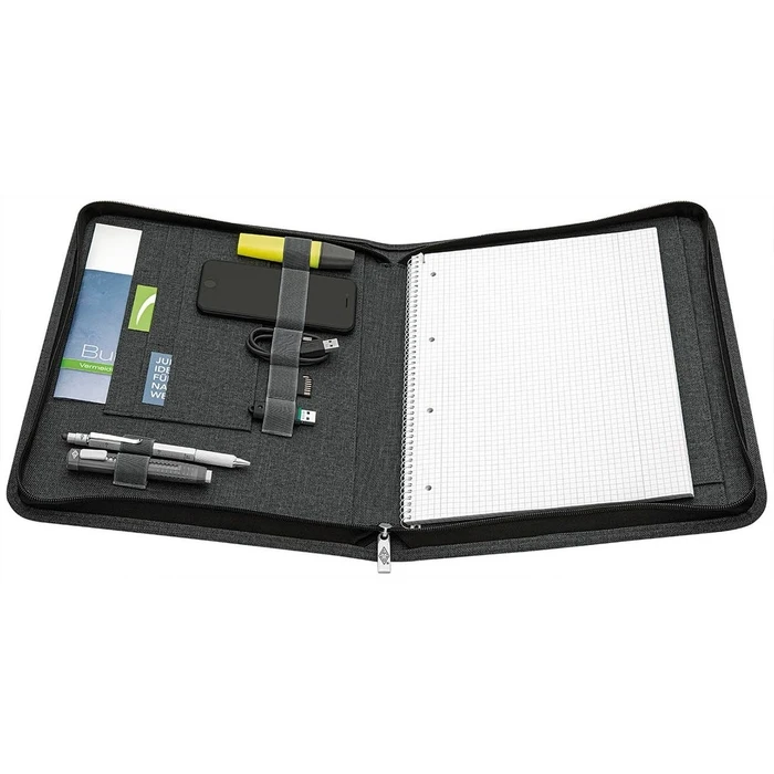 WEDO College A4 Writing Folder (Schreibmappe) with Zipper, Grey