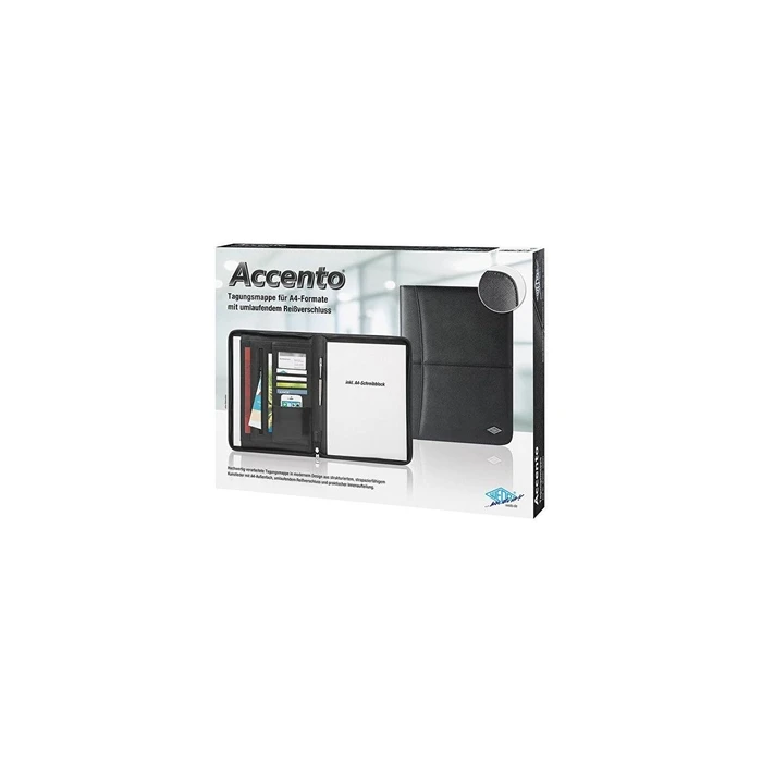 WEDO Accento A4 Conference Folder (Padfolio) with Notepad, Black